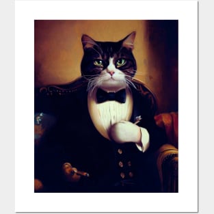 Portrait of a cat in a tuxedo Posters and Art